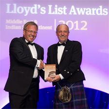 COO Roy Donaldson receives the Lloyd's List 'Ship Operator of the Year Award' on behalf of Topaz